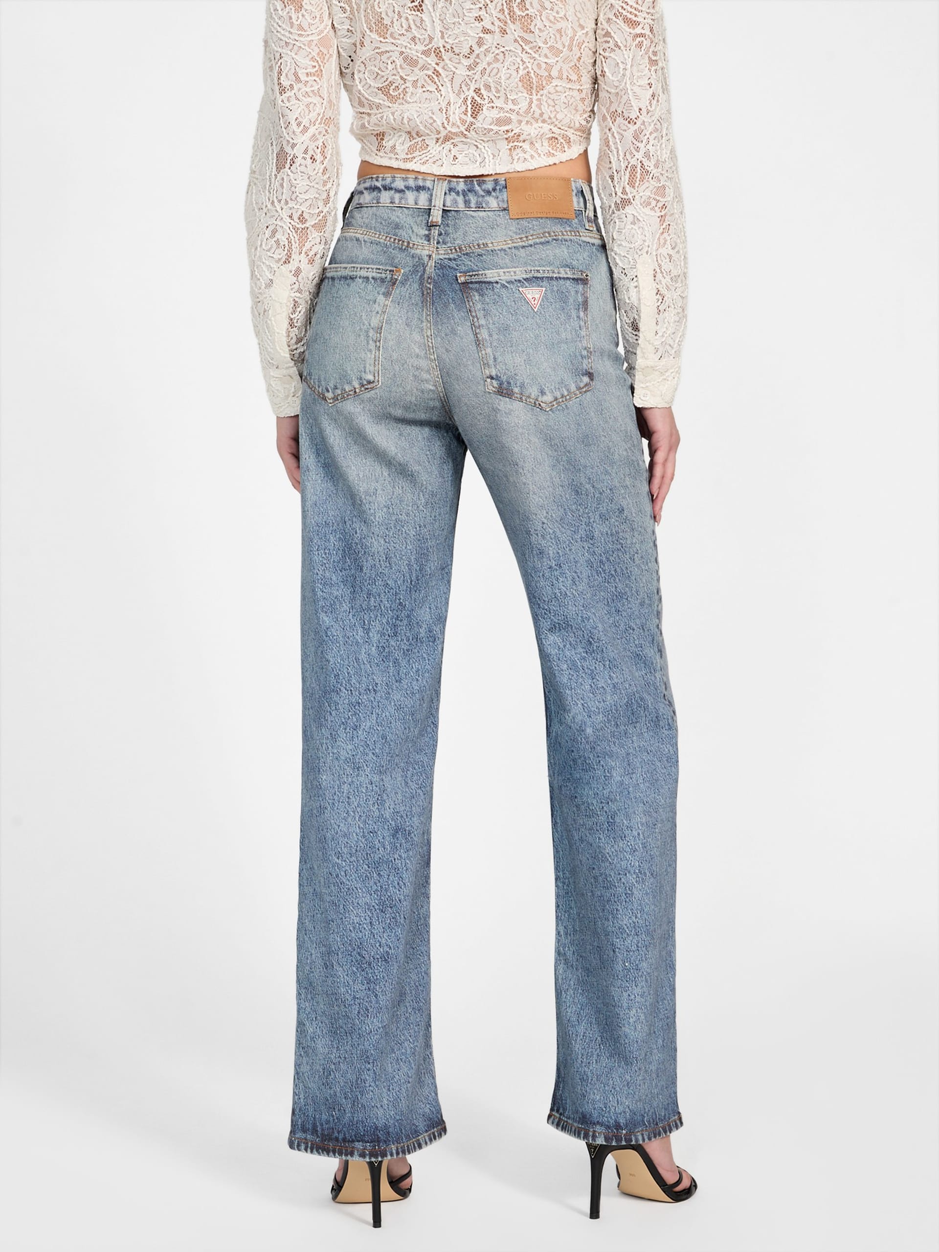 Calça jeans ecológica de perna larga