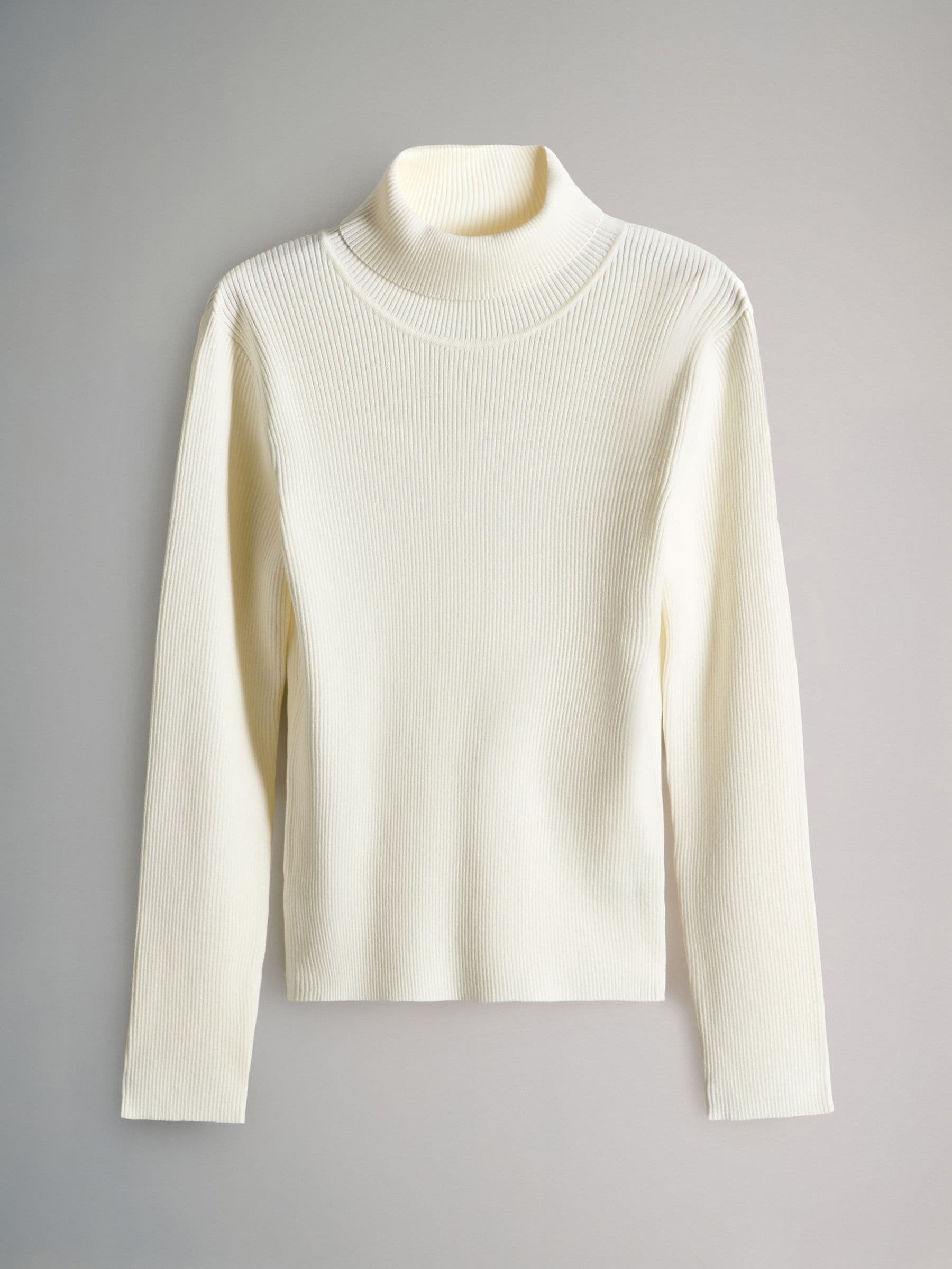 Zwart/crèmekleurig - The Set Ribbed Knit Roll Neck Jumpers