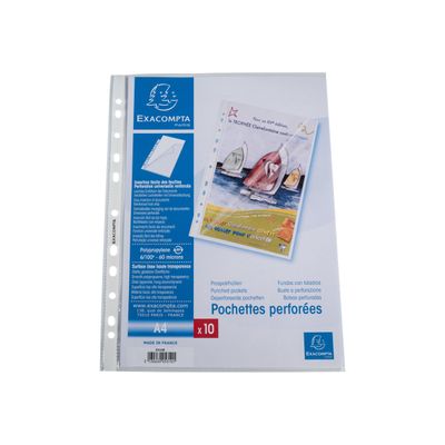 Exacompta - 100 Pochettes perforées - A4 - lisse 6/100 - ouverture 2 côtés