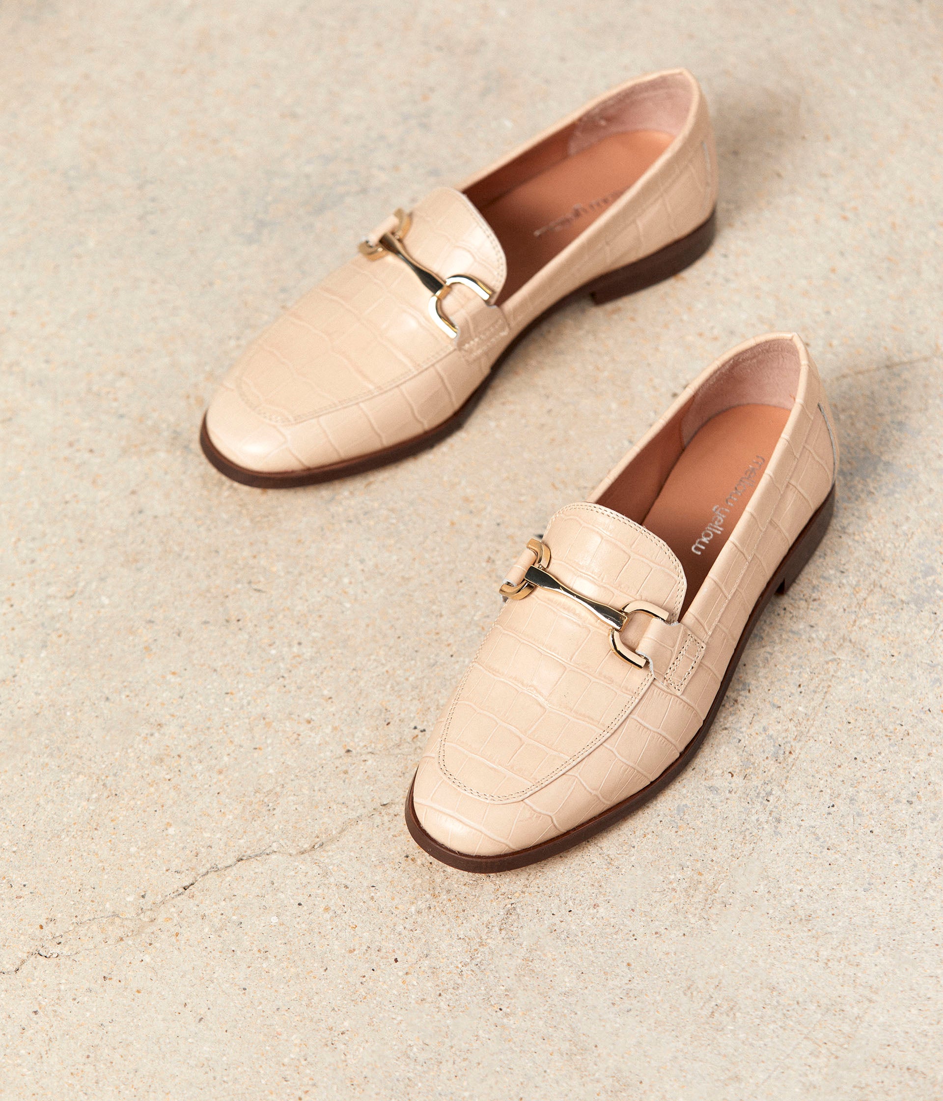 Mocassins croco beige Nelli