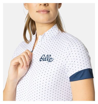 Maillot Manches Courtes Zippé Odlo Essential Femme Blanc / Bleu