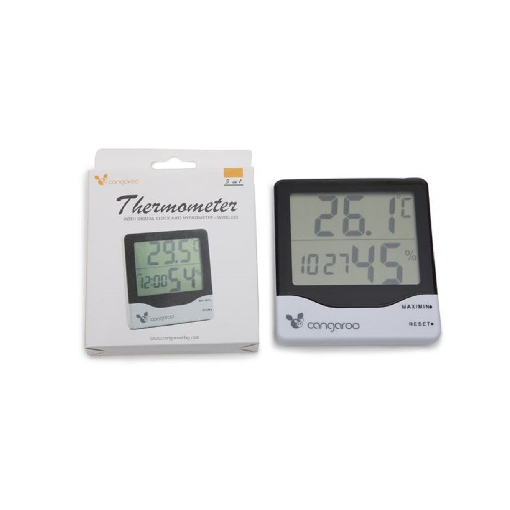 Cangaroo Thermometer 3 in 1, Hygrometer, Thermometer, digitale Uhr mit Wecker