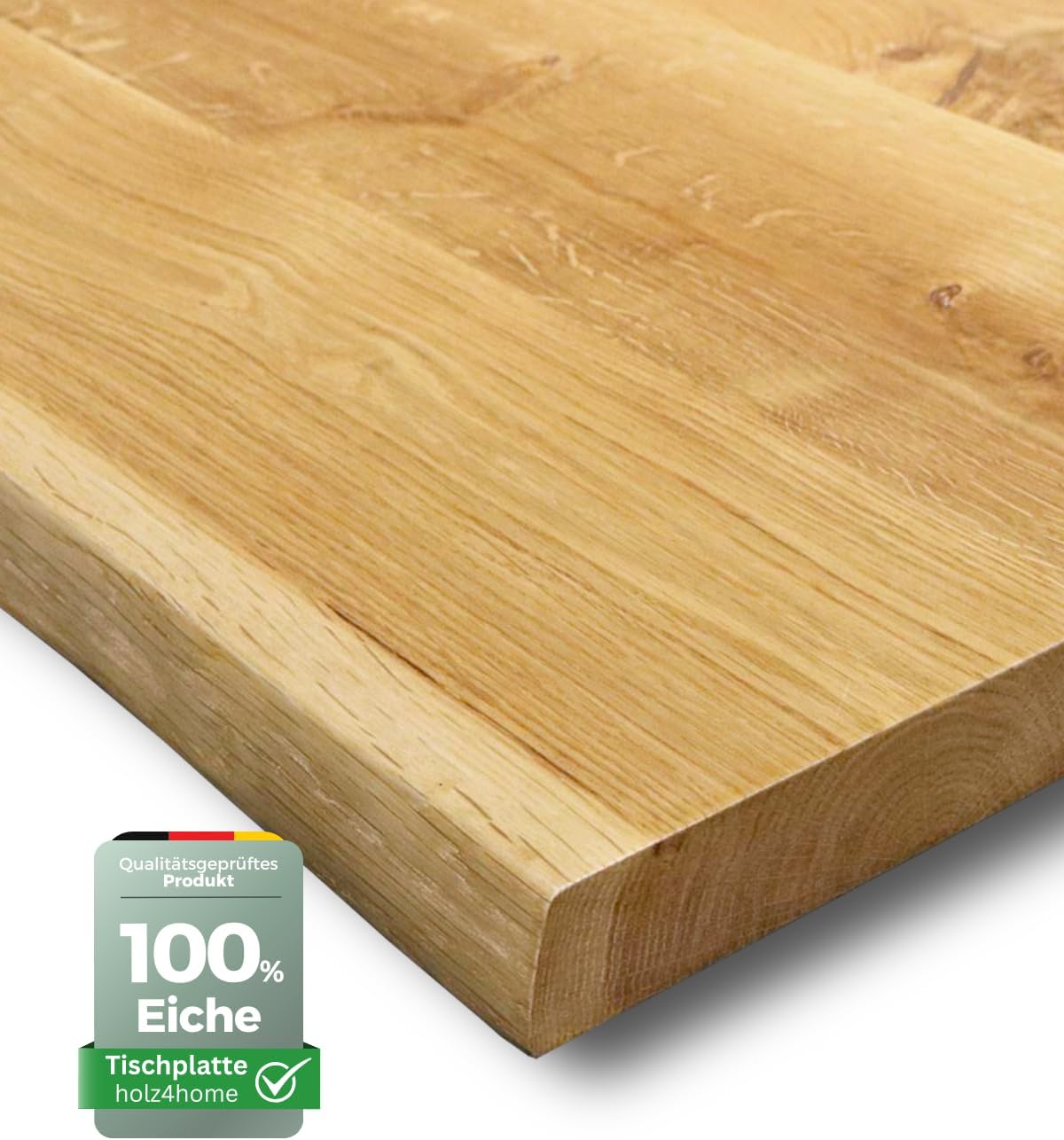 holz4home® Tischplatte mit Baumkante Massivholz Eiche I 120 x 70 x 4 cm LxBxH I Esstisch-Platte Schreibtischplatte I Echtholz