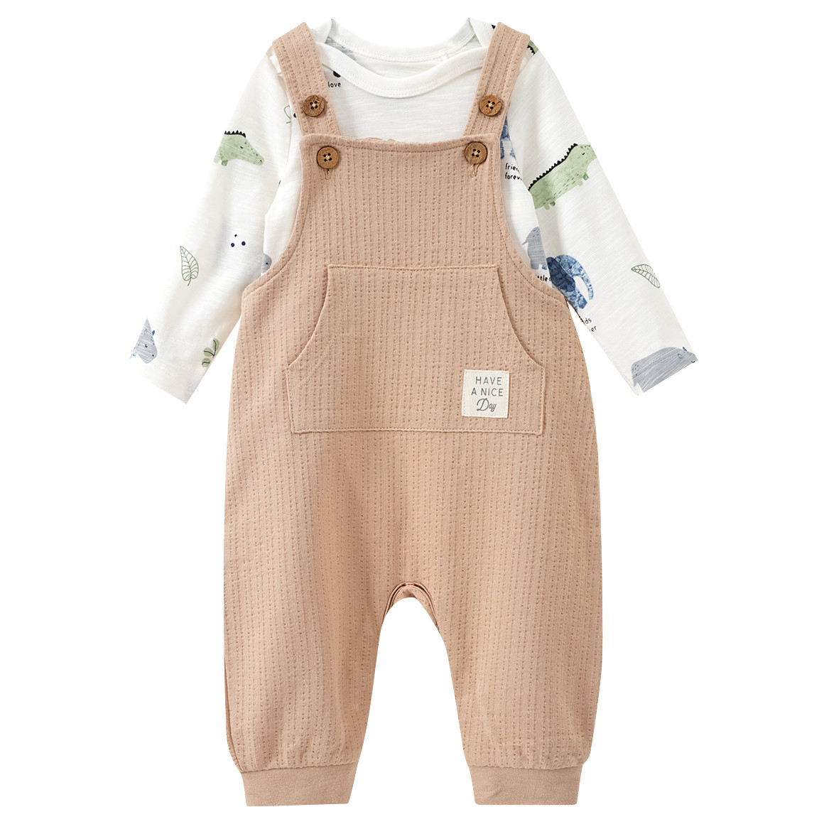 Topomini Pure Collection Baby Strampler und Langarmbody im Set beige / weiss