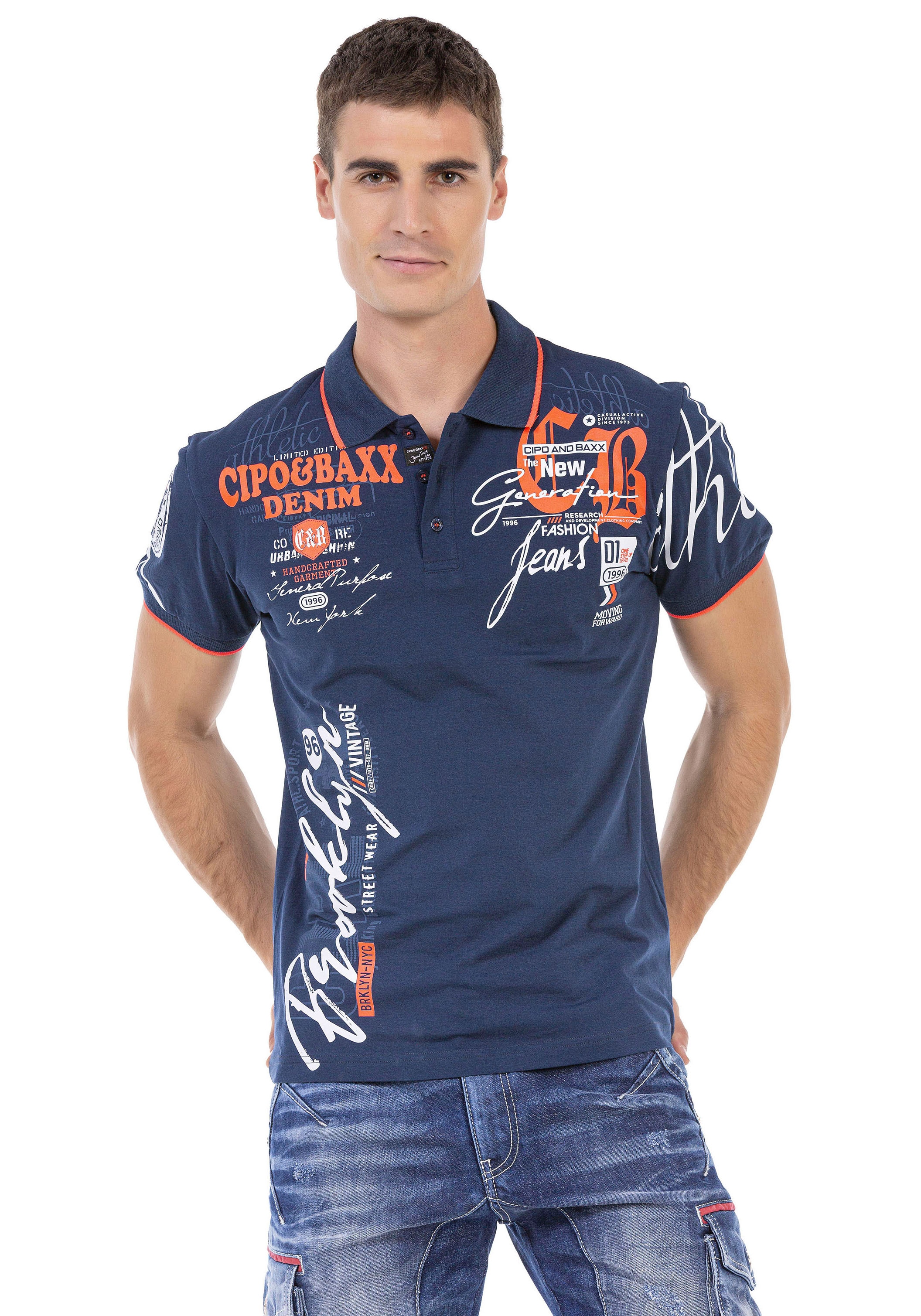 Cipo & Baxx Poloshirt , mit markantem Print