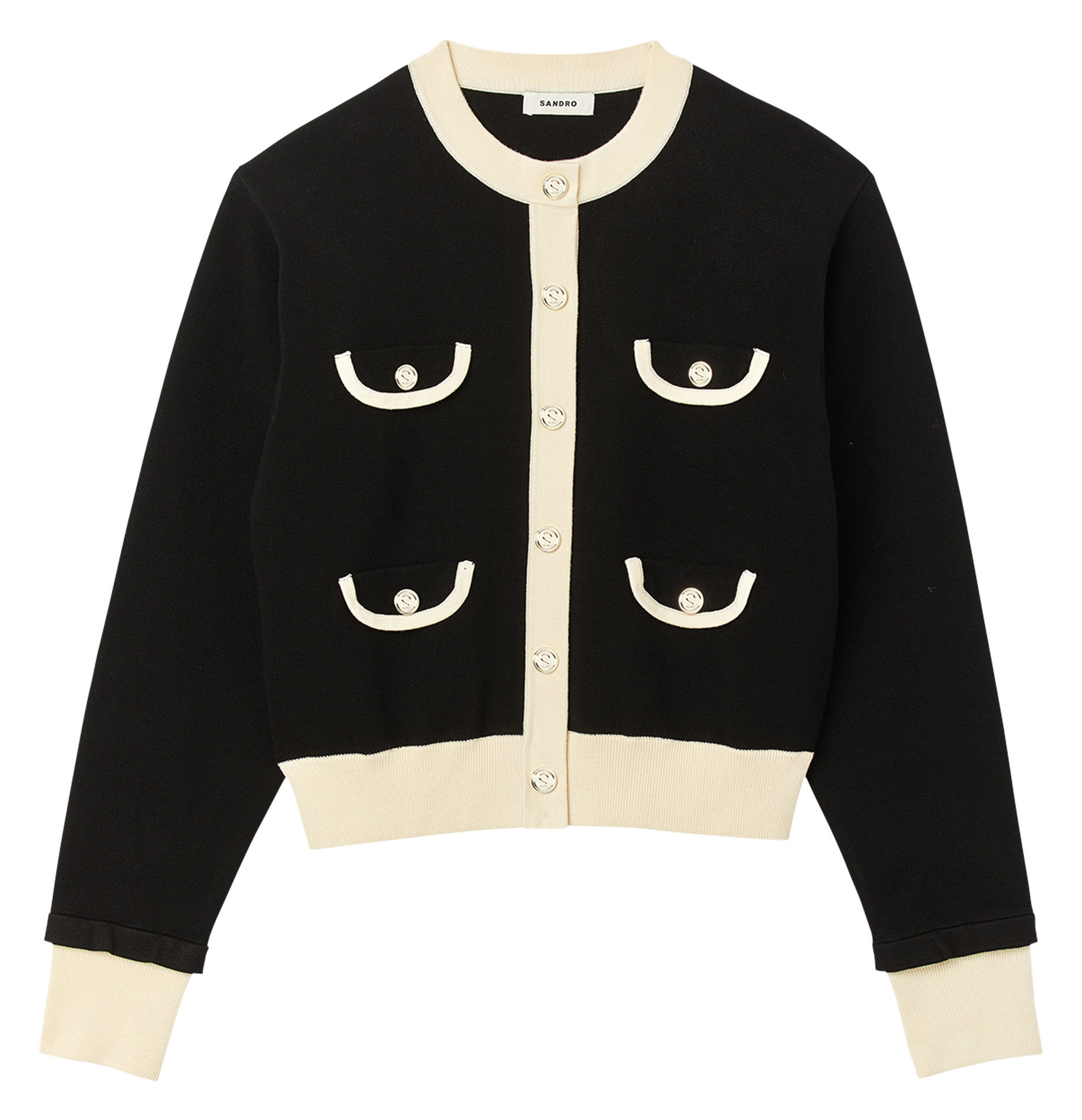 Cardigan col rond droit | Noir