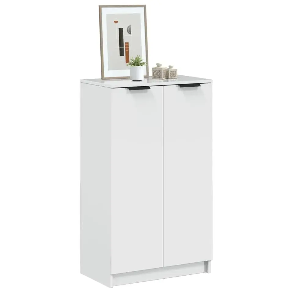 vidaXL - Schoenenkast met 2 deuren - Hoogglans wit - Hout - 59x35x100.5 cm