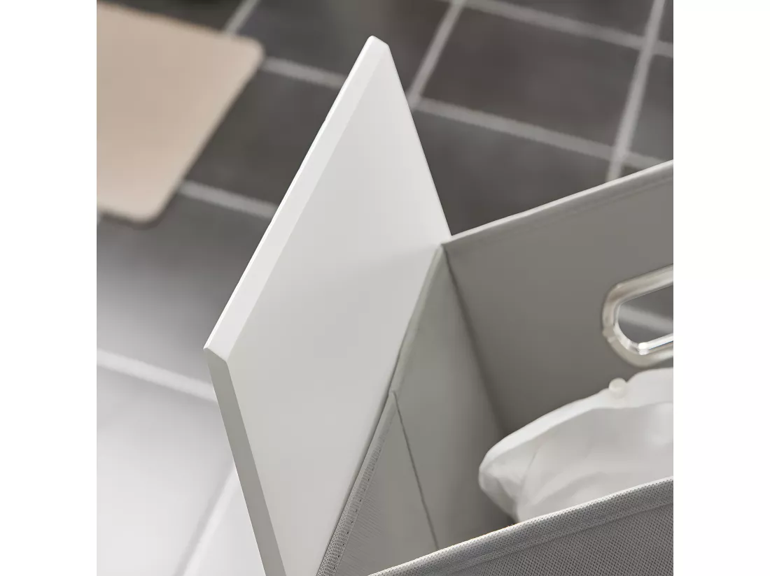 SoBuy BZR100-W Armoire à Linge, Corbeille à Linge, Meuble Bas de Salle de Bain, Meuble de Rangement avec 1 Panier à Linge Amovible, Blanc