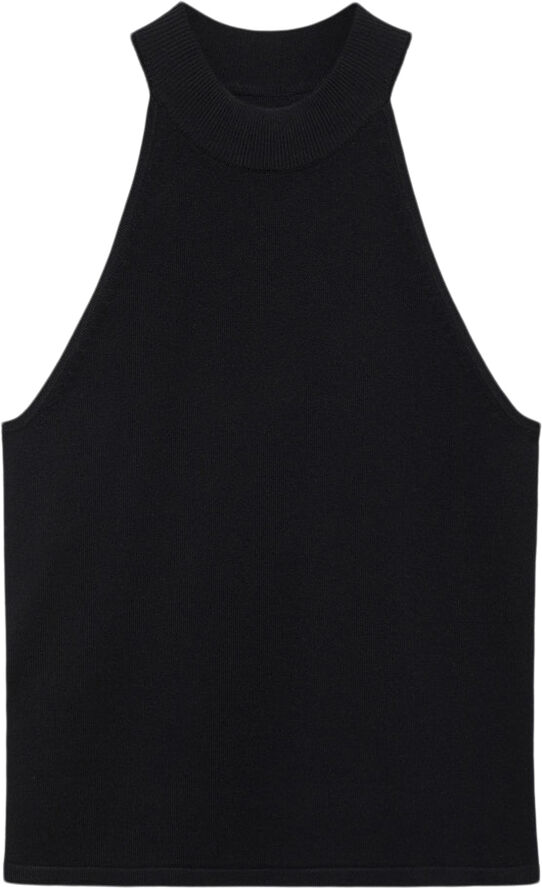 MANGO Halter-neck knitted top Black