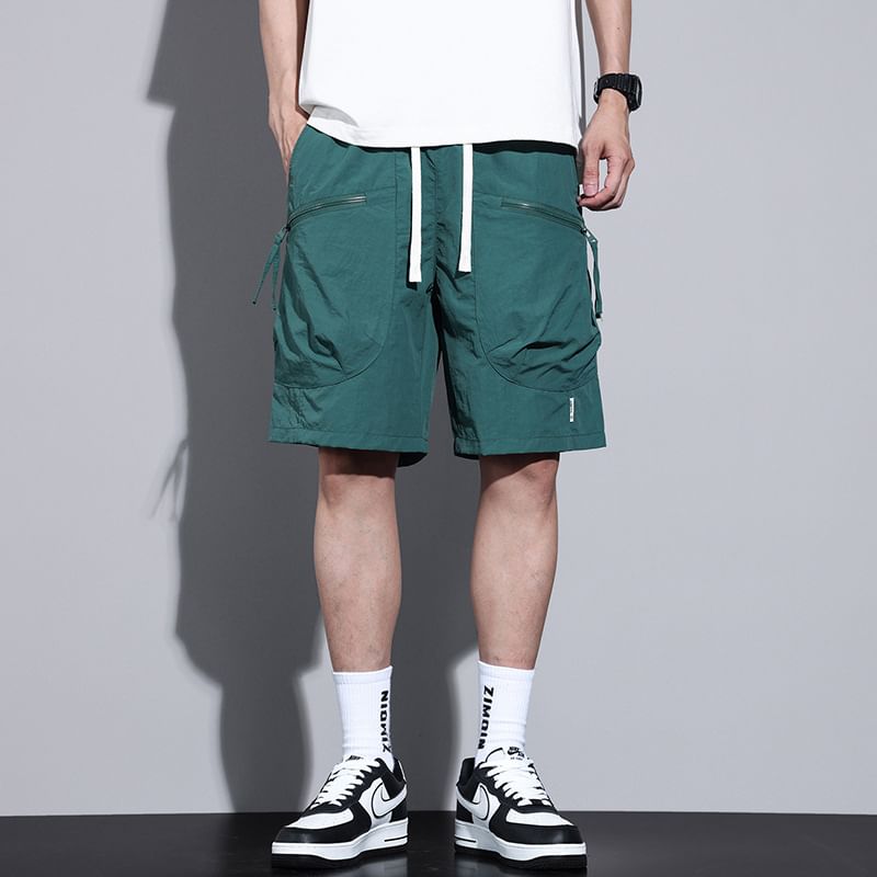Denimic - Mid Rise Plain Cargo Shorts