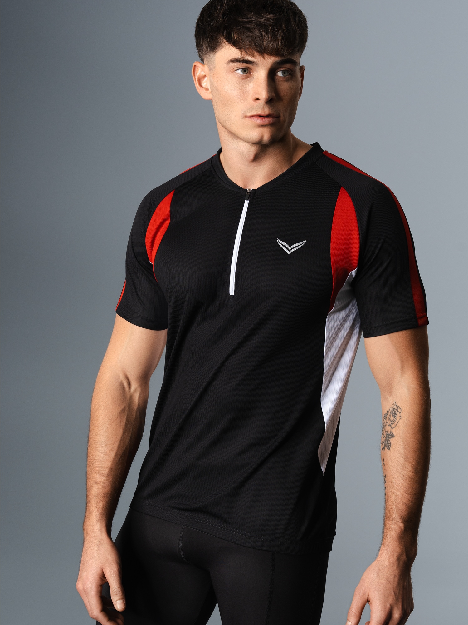 Fahrradtrikot aus atmungsaktivem COOLMAX®-Material Schwarz