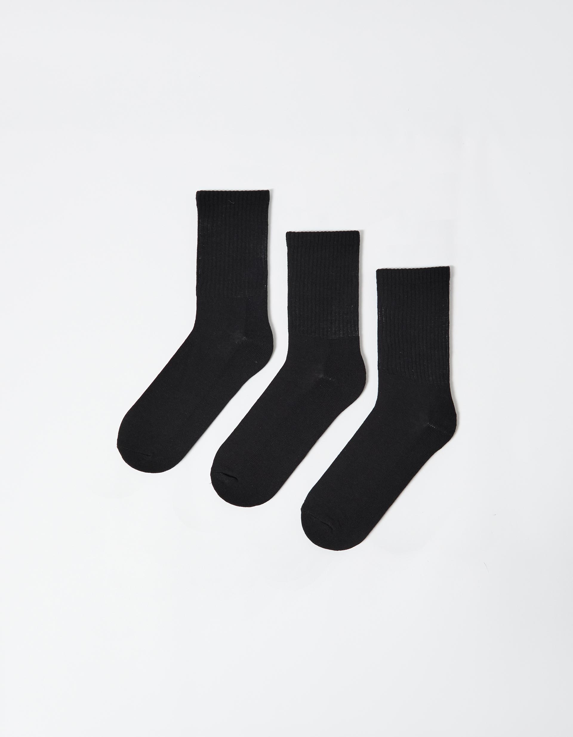 Pack 3 Pares de Meias Altas Caneladas, Homem, Preto