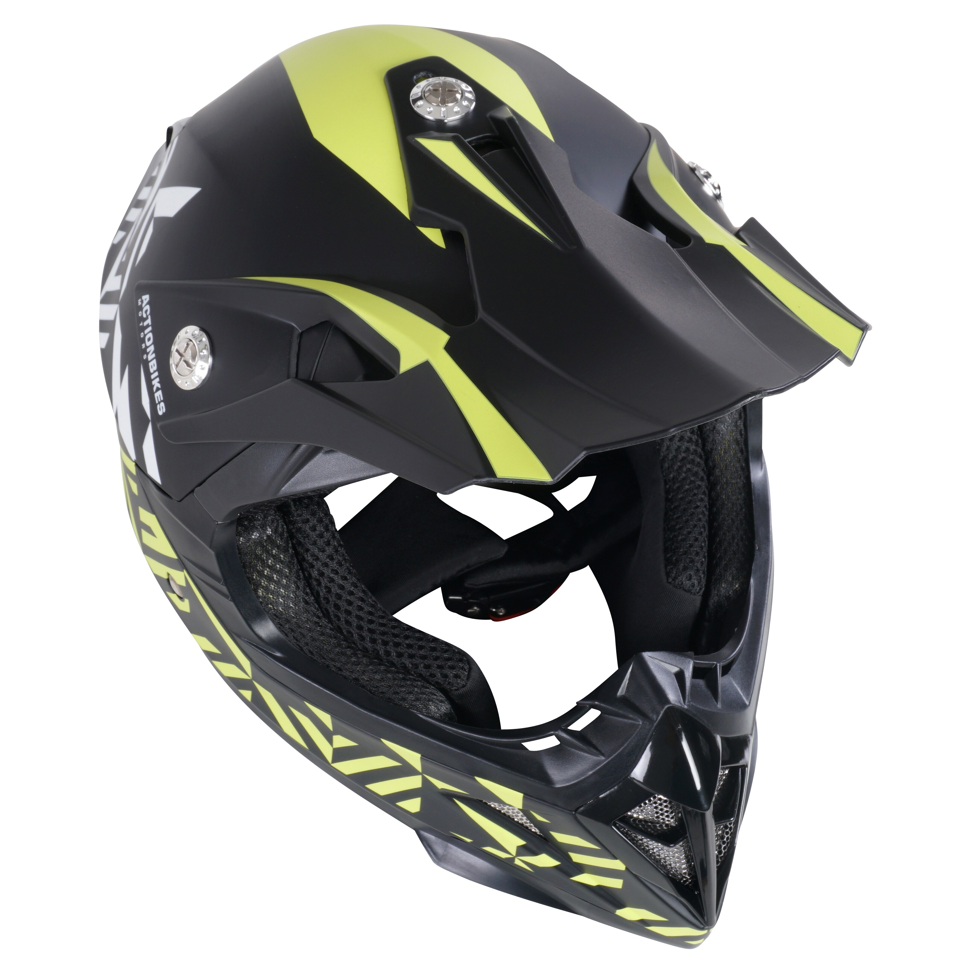 Crosshelm für Kinder, Hornet, Kinderhelm, 6 Farben, Straßenzulassung ECE 22/05 Norm, Kinnverschluss(Grün, Kids S (47-48cm))