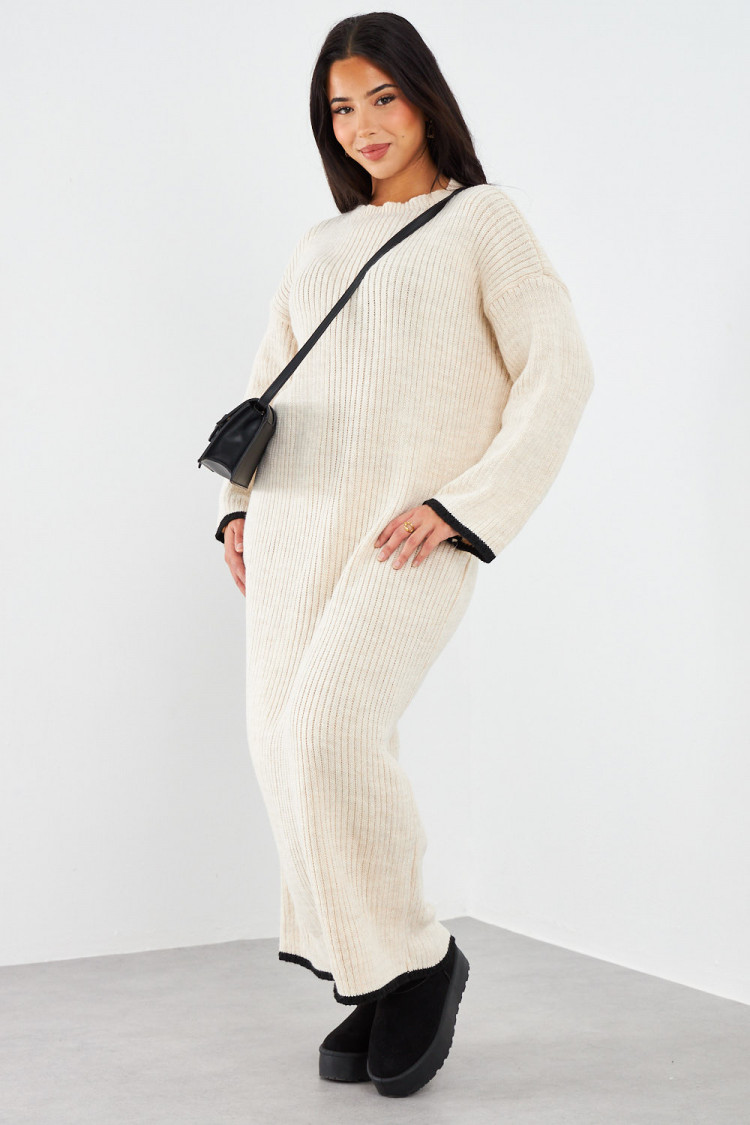 Robe pull beige longue