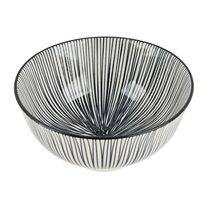 Tapas rijstschaaltje Sevilla - zwarte lijnen - ø11.5x5.8 cm
