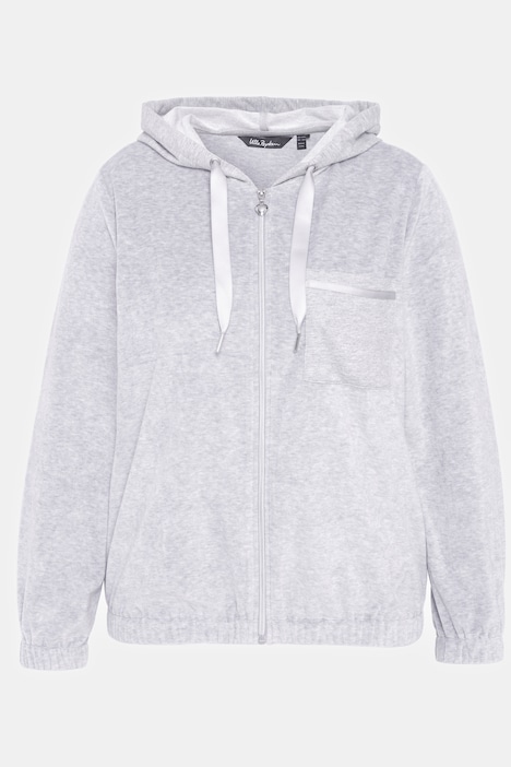 Loungewear-Jacke, Velourssamt, Sweat-Kapuze