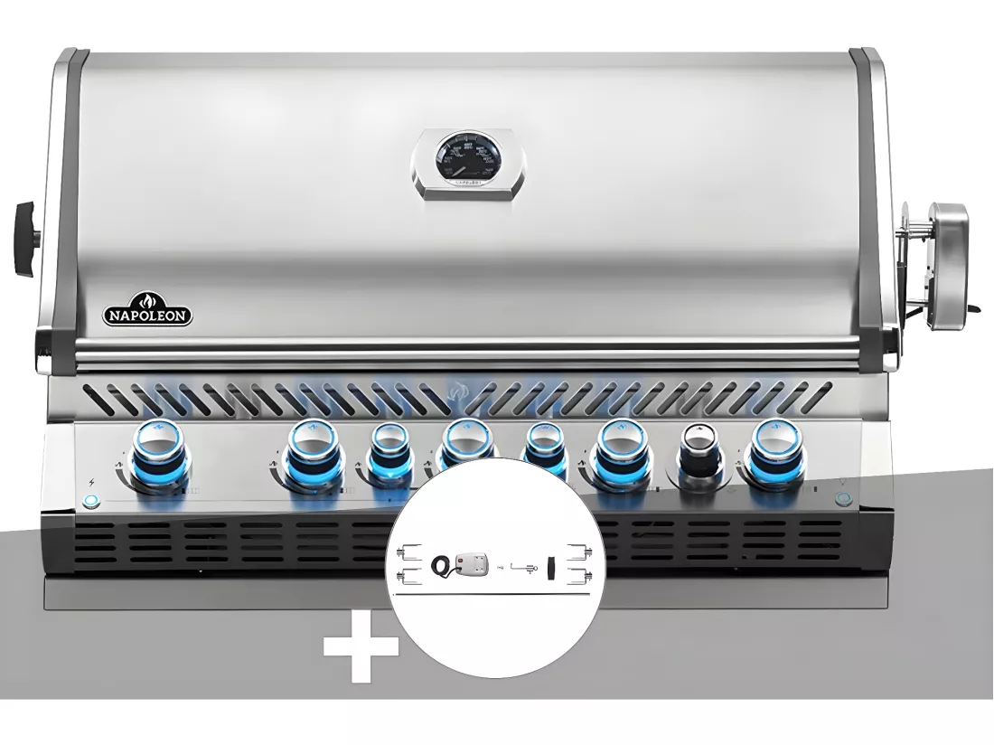Barbecue gaz encastrable Prestige Pro 665 inox avec rôtissoire - Napoleon