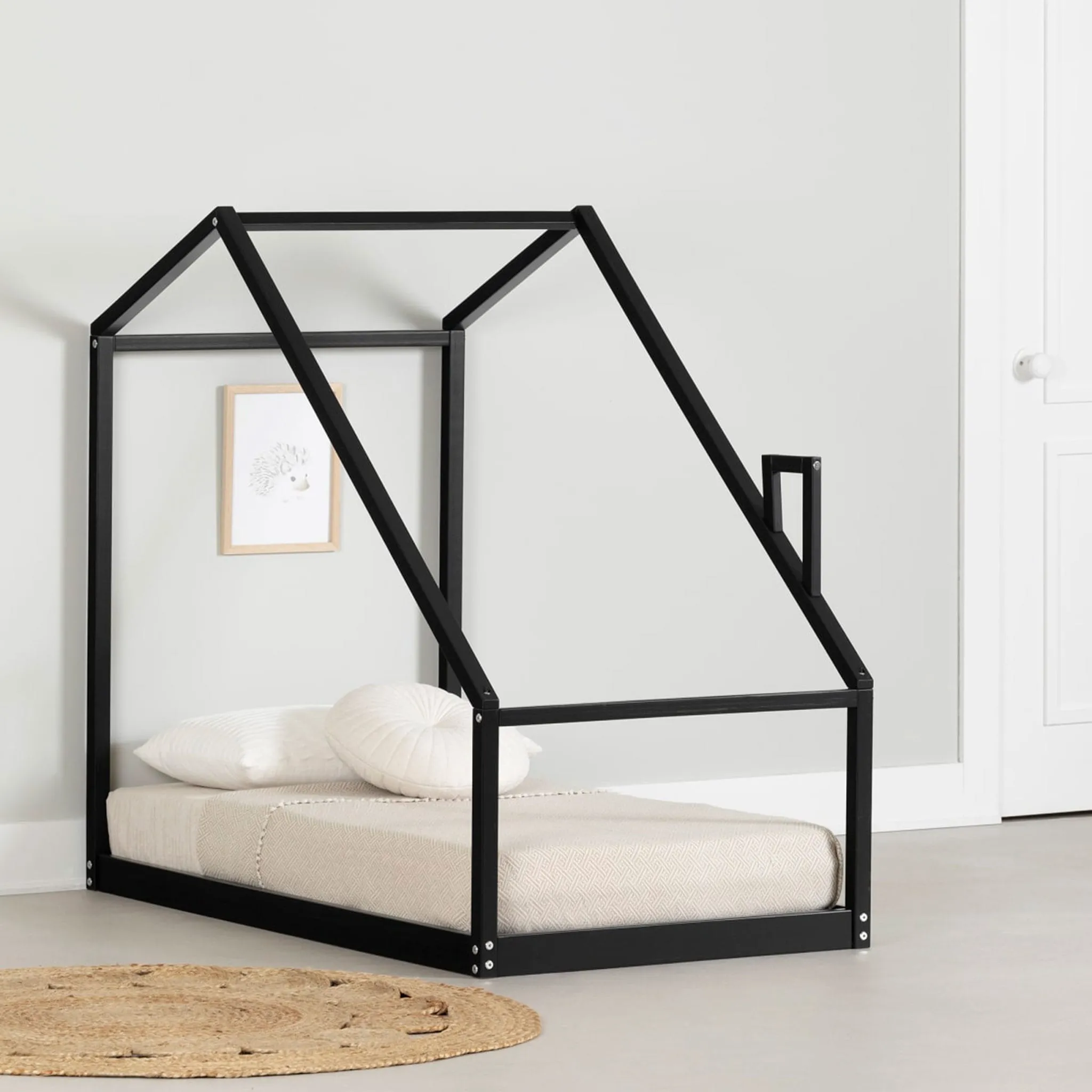 South Shore Lit Maison avec cheminée pour Bébé - Sweedi Noir