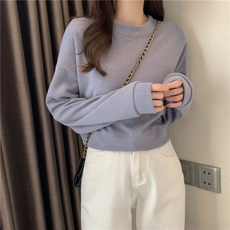 Shinsei - Effen cropped sweatshirt met ronde hals