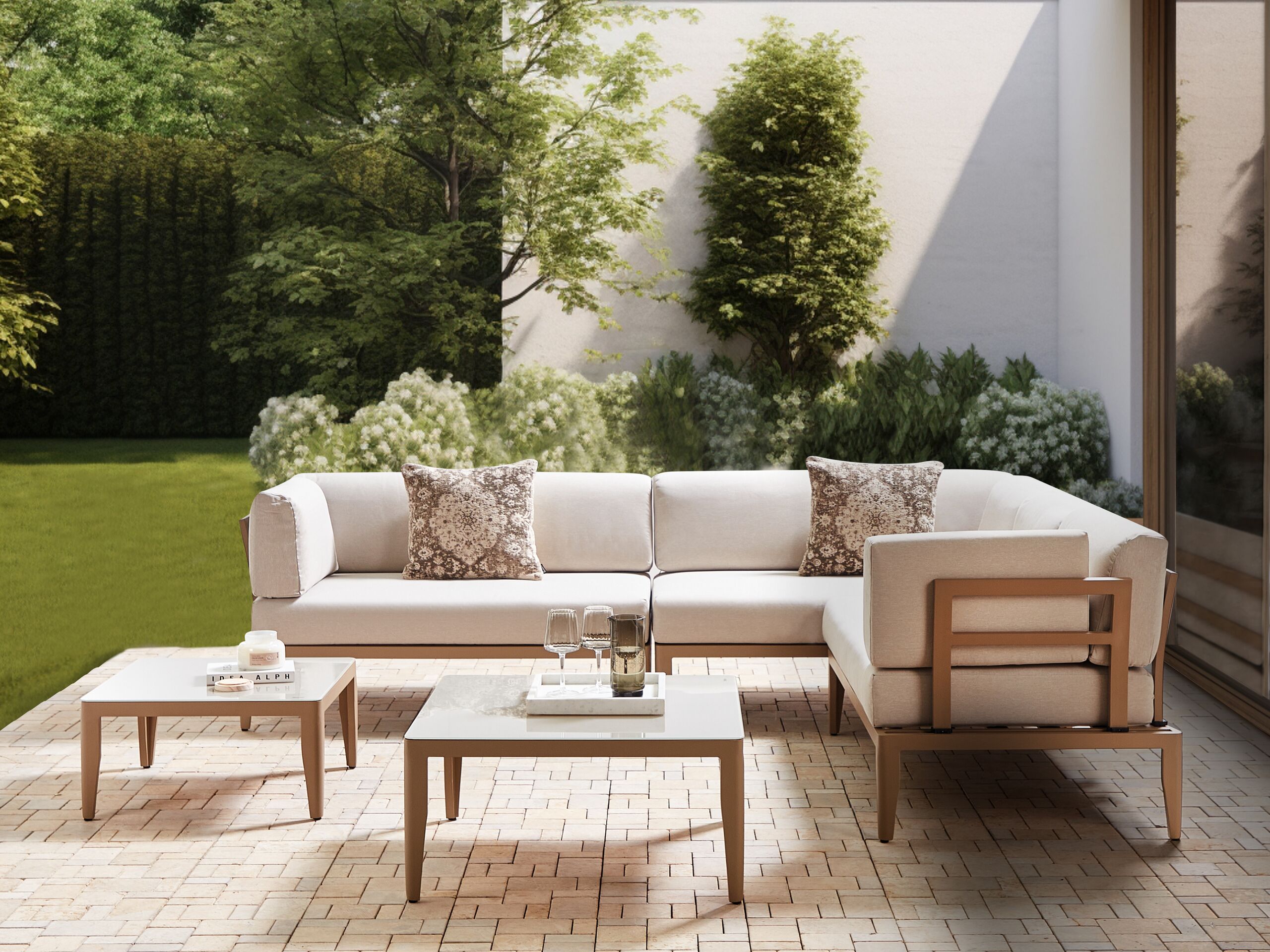 Beliani - RIMA III - Loungeset voor 6 - Zandbeige - Aluminium