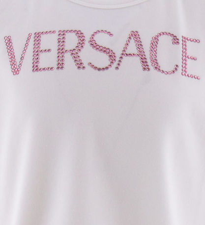 Versace T-Shirt - Weiß/Pink m. Strassstein