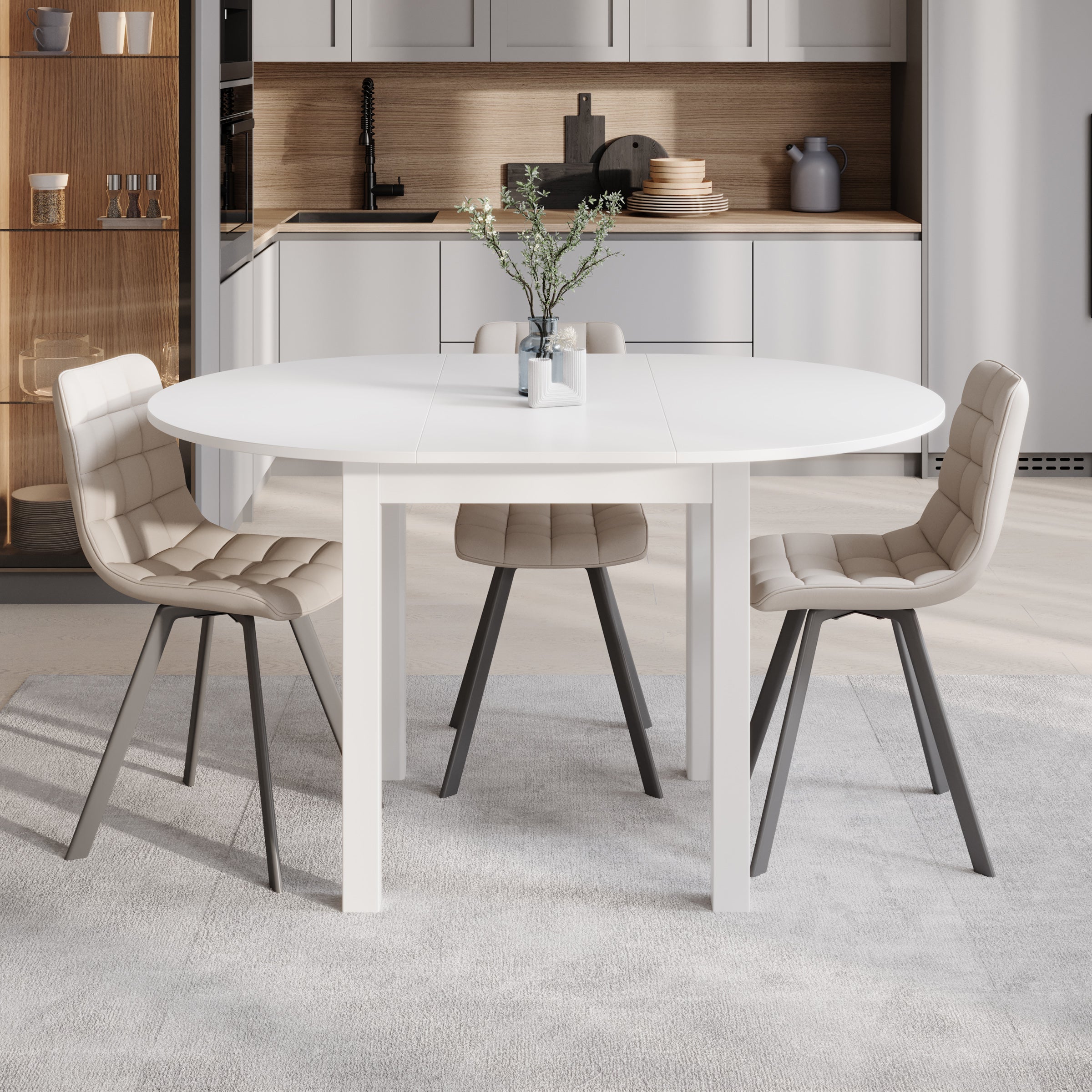 South - Eetkamertafel - Uitschuifbaar - Wit - 100x100x76 cm
