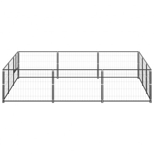 Gaiola quadrada de aço preto para cães VidaXL
