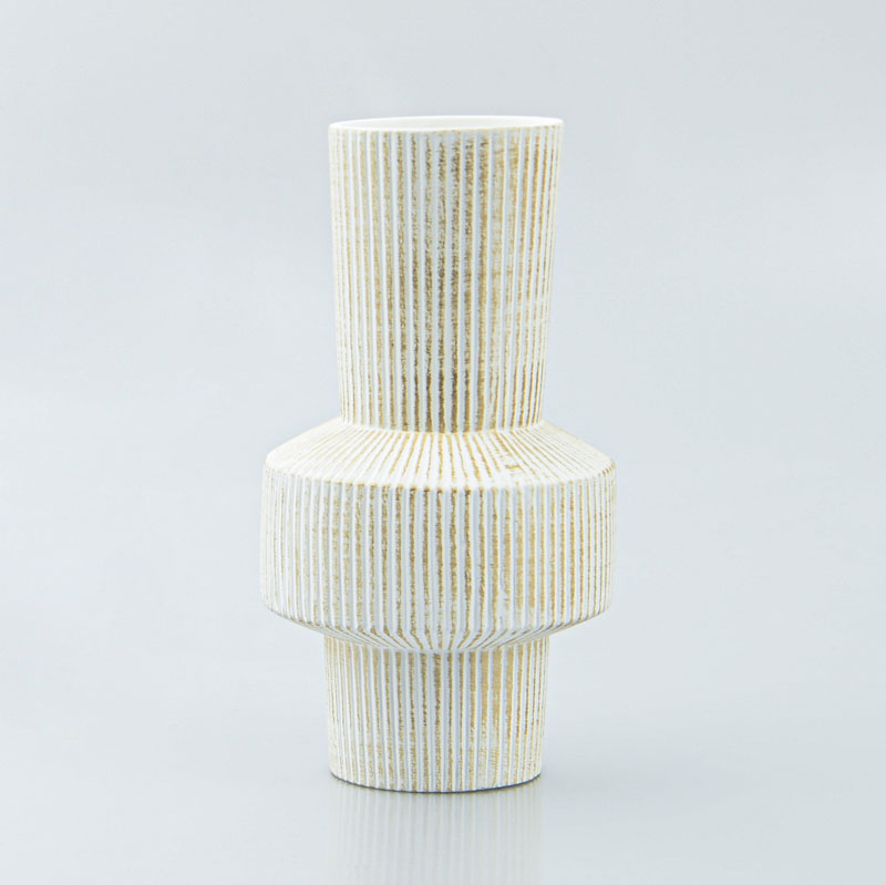 Vase 'Géométrique' crème et doré
