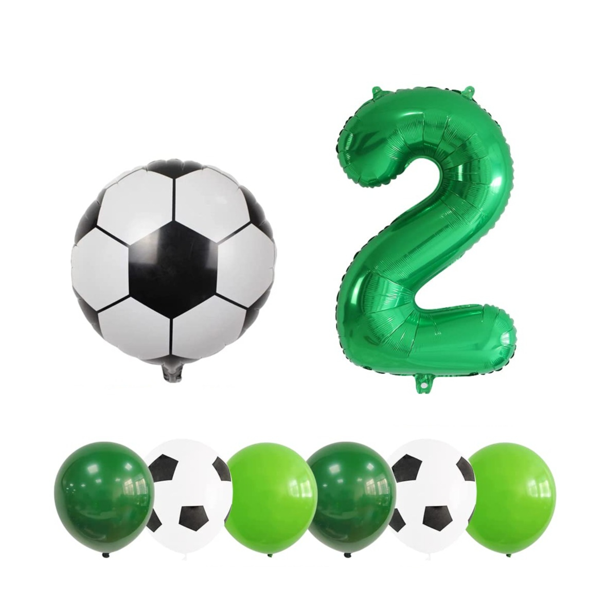 (21-tlg. Set) Party Zahlen Ballon Geburtstag Luftballons Latex- und Folienballon Fussball - Zahl 2