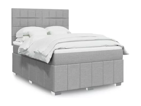 Sommier à lattes de lit avec matelas Gris clair 140x190cm Tissu