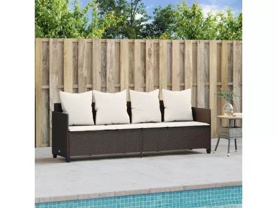 Chaise longue avec coussins marron résine tressée