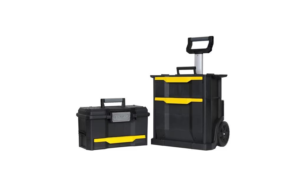 Werkzeugbox 2-in-1 mit Rollen<br>Modular aufgebaute Rollende Werkstatt aus robustem Kunststoff