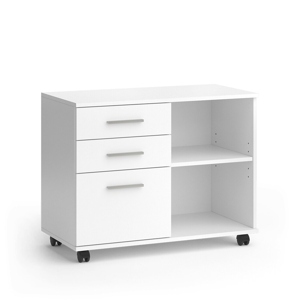Vicco Rollcontainer Delf Weiß 80 x 40 cm mit 3 Schubladen