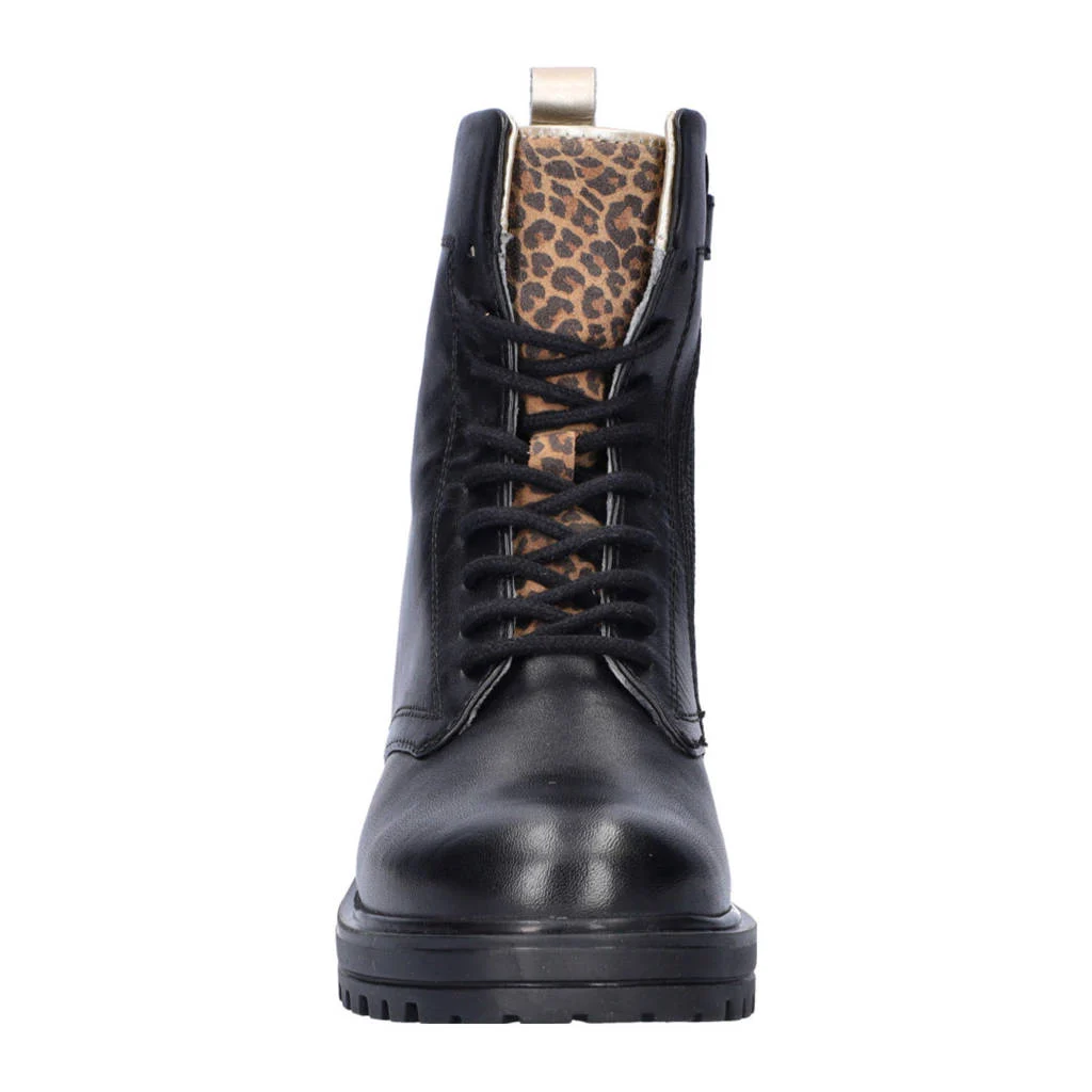 Nelson Kids leren veterboots zwart