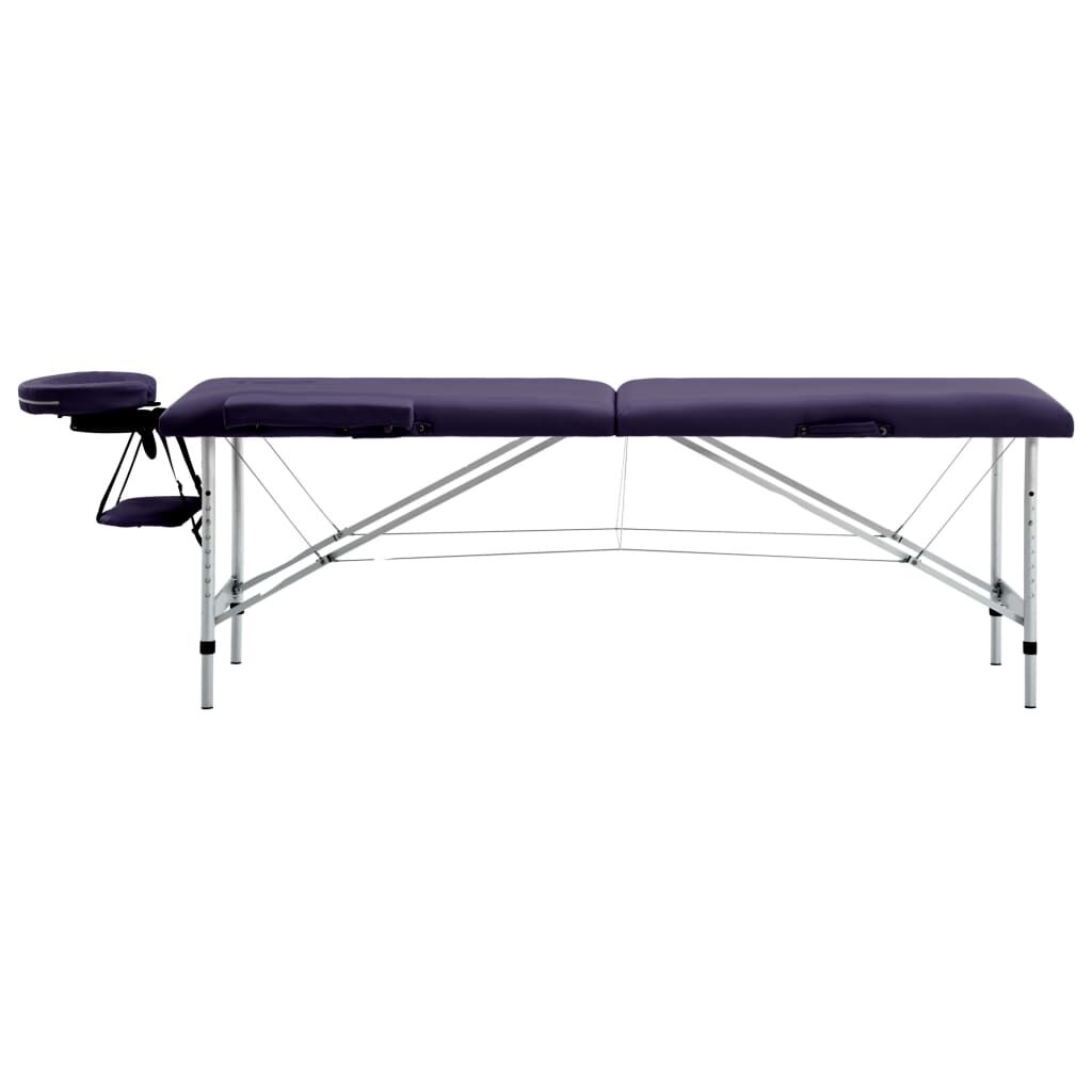 vidaXL Opvouwbare massagetafel 2-zones aluminium paars