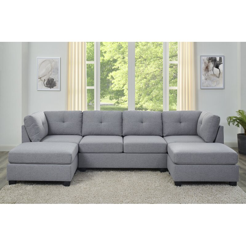 Chenault 92&prime;&prime; Wide Reversible Modular Sofa & Chaise With Ottoman