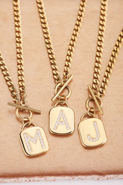 Schakelketting met zirkonia initial
