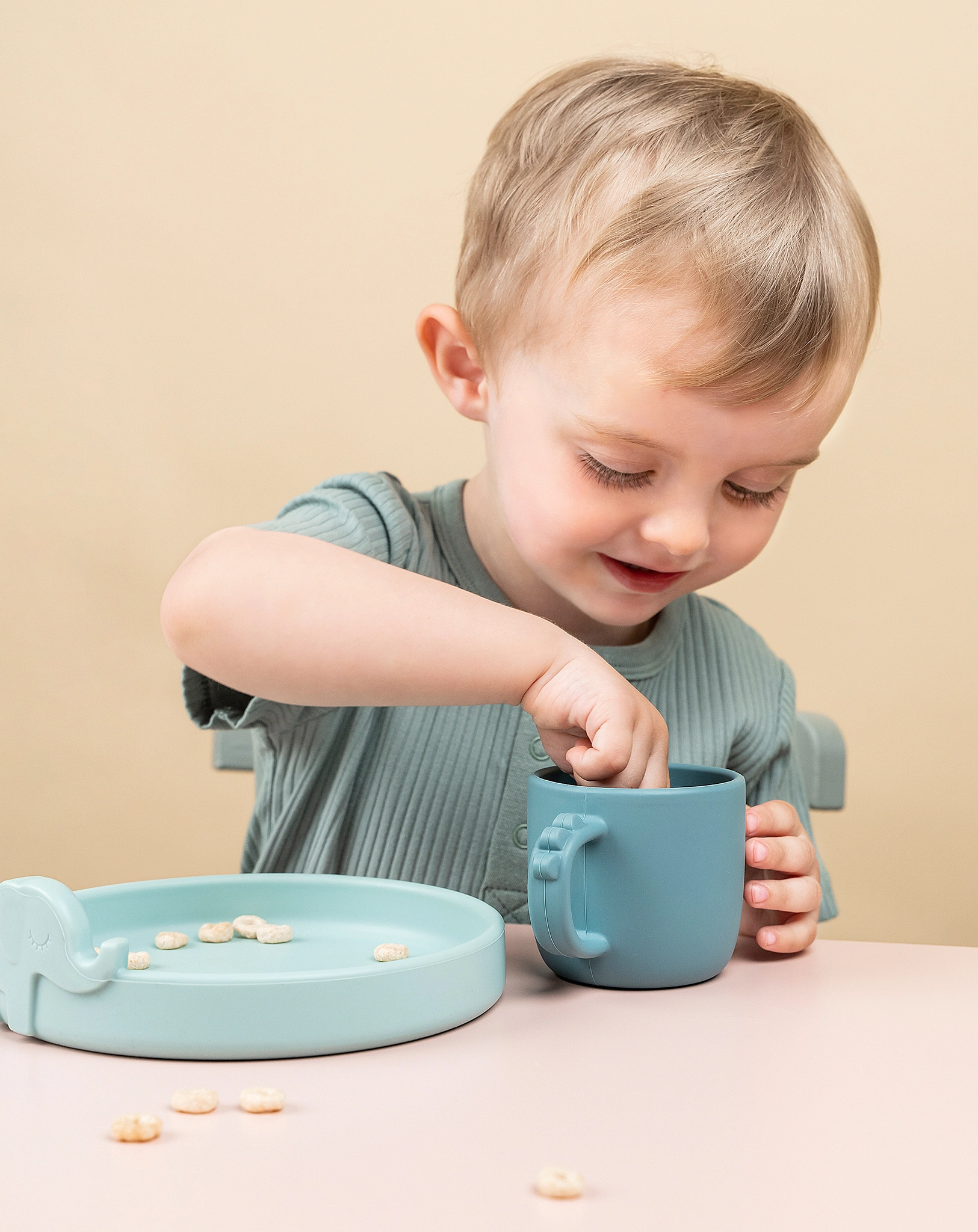 Geschirr-Set PEEKABOO - DEER FRIENDS 3-teilig in blau