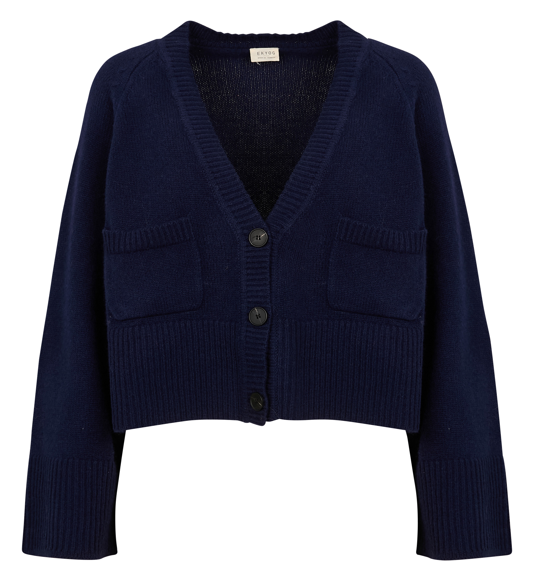 MEDI - Gilet court col V en laine| Bleu