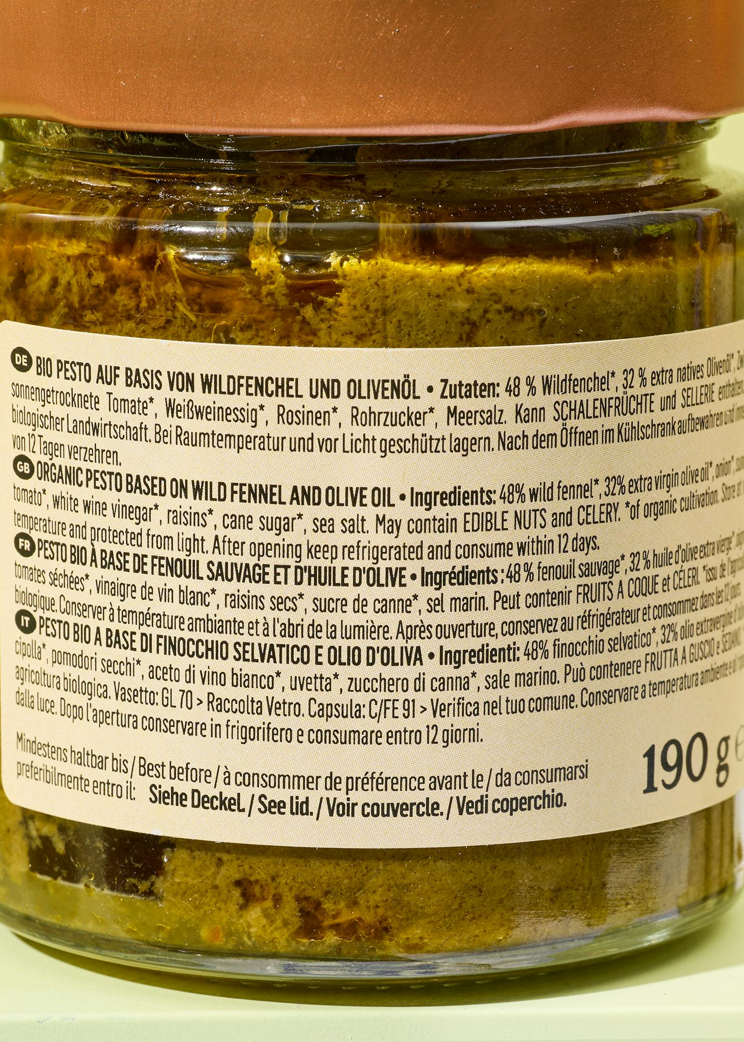 Bio Fenchelpesto mit wildem Fenchel 190 g