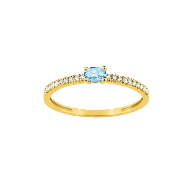 Bague Femme - Topaze - Oxyde de zirconium - Or 9 Carats