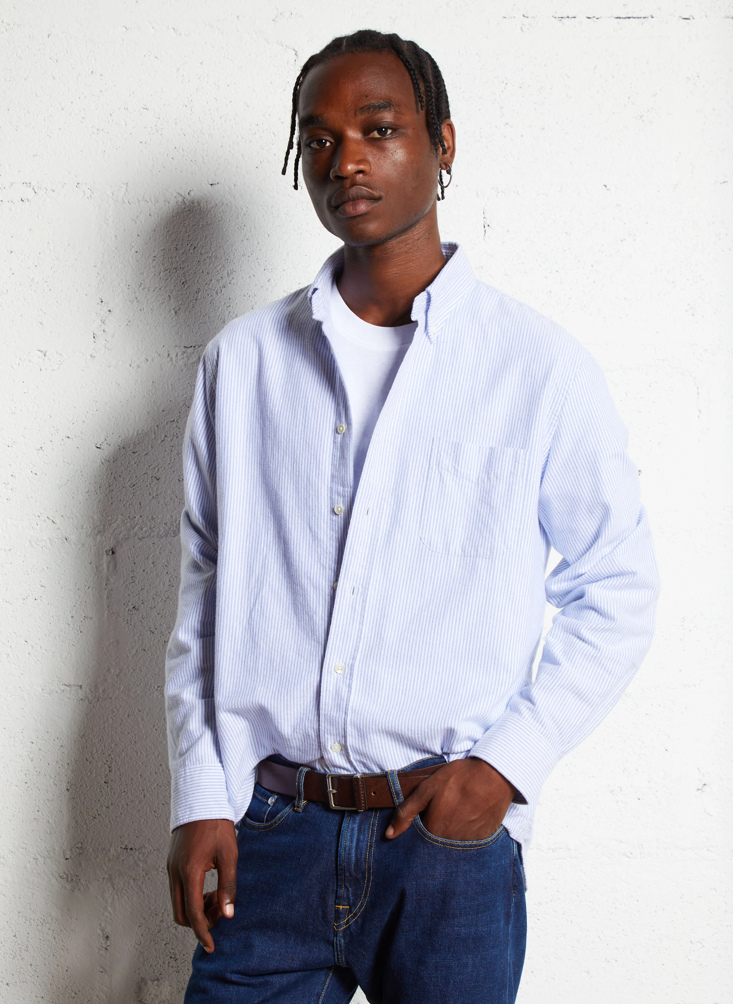PITT - Chemise col classique en coton | Bleu