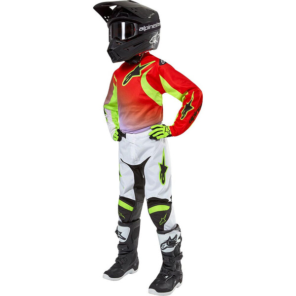 Alpinestars - Maillot enfant Youth Racer Lucent Blanc / Rouge fluo / Jaune fluo