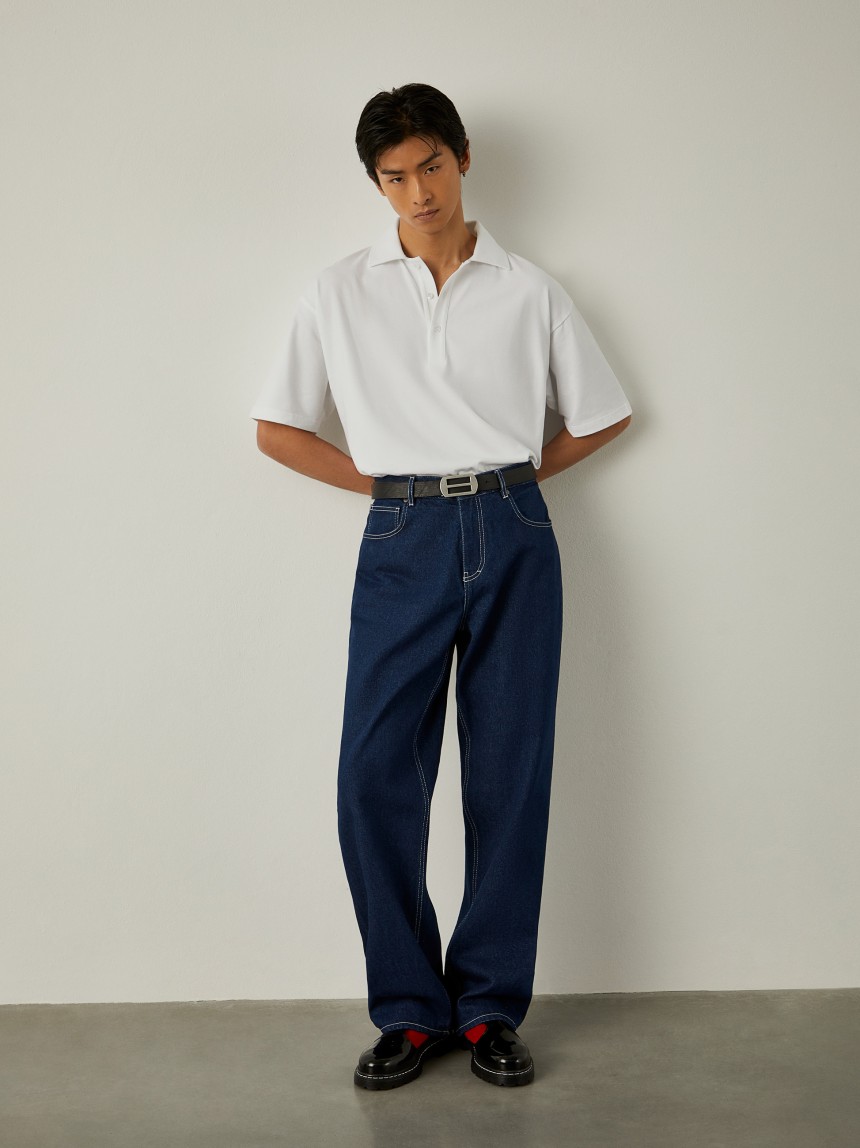 Calças denim loose fit Lion x Paatiff