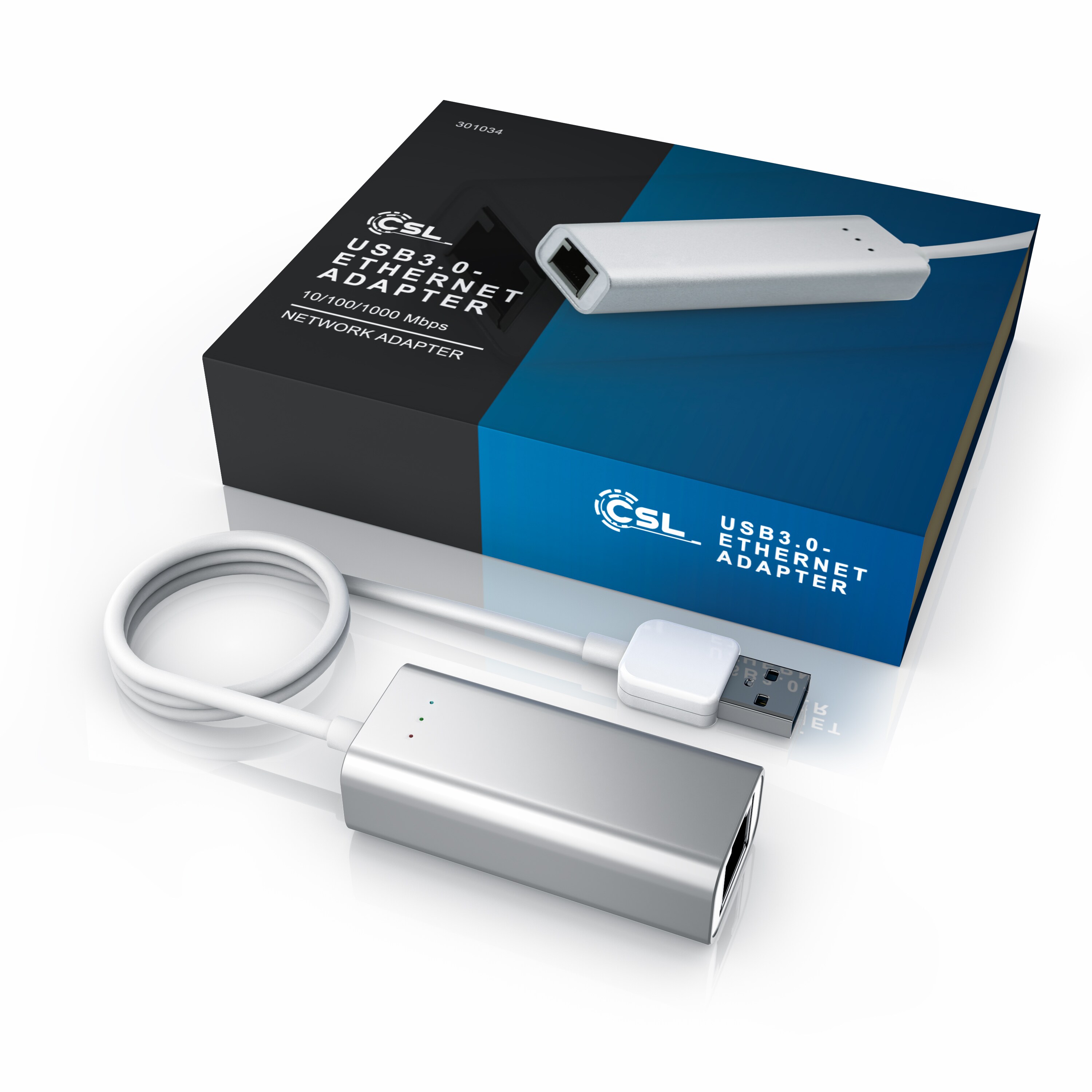 CSL Netzwerk-Adapter USB Typ A zu RJ-45 (Ethernet), USB 3.2 Gen1 Gigabit Ethernet Netzwerkadapter RJ45 extern - USB 3.0