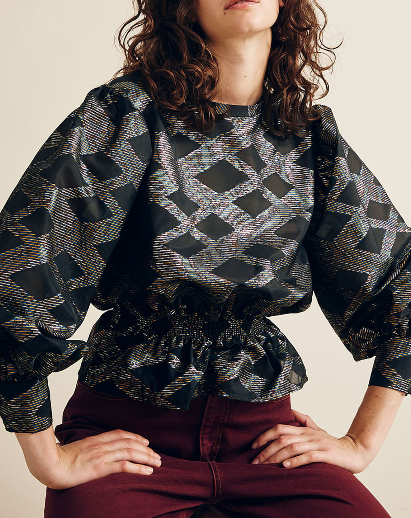 Chloé Stora Blouse Beirut imprimée noir/multicolore