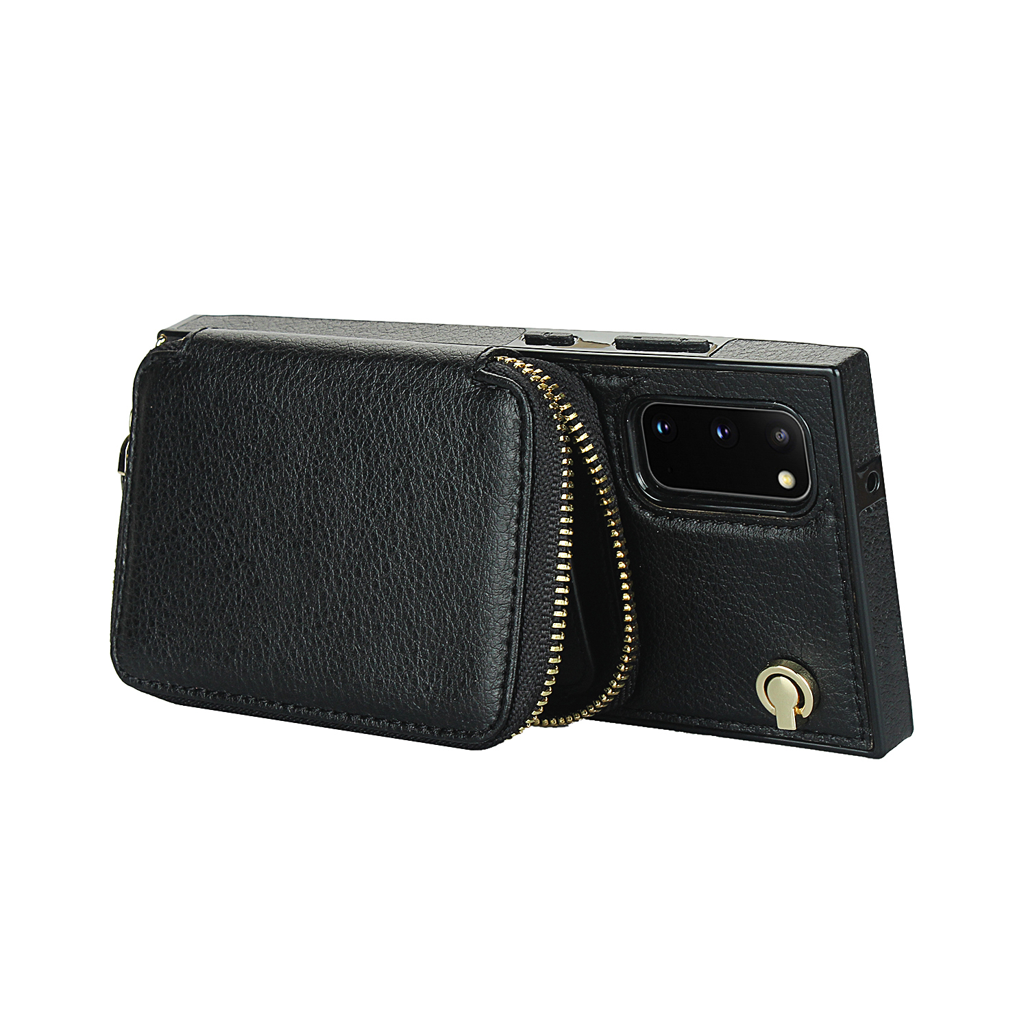 Samsung Galaxy S20 / S20 5G Necklace Leder Schutz Hülle mit Kartenfächer   Handykette (140cm) - Schwarz