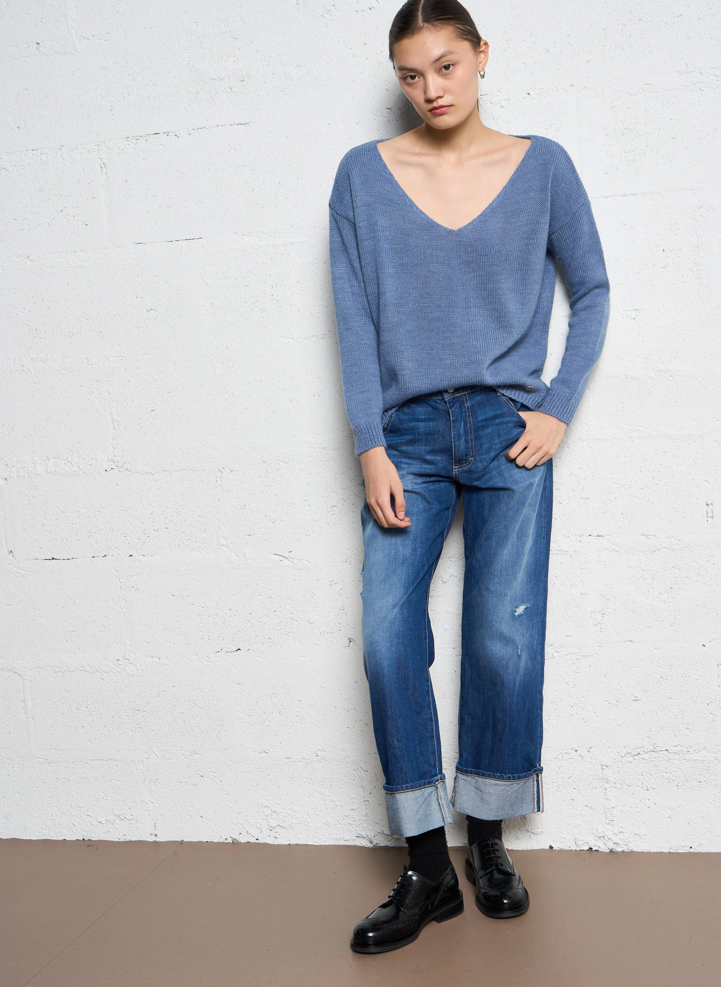 Pull col bateau| Bleu