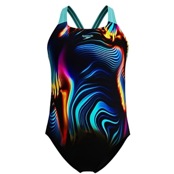 Speedo Girls Digital Placement Powerback Badeanzug Arctic Glass Kinder