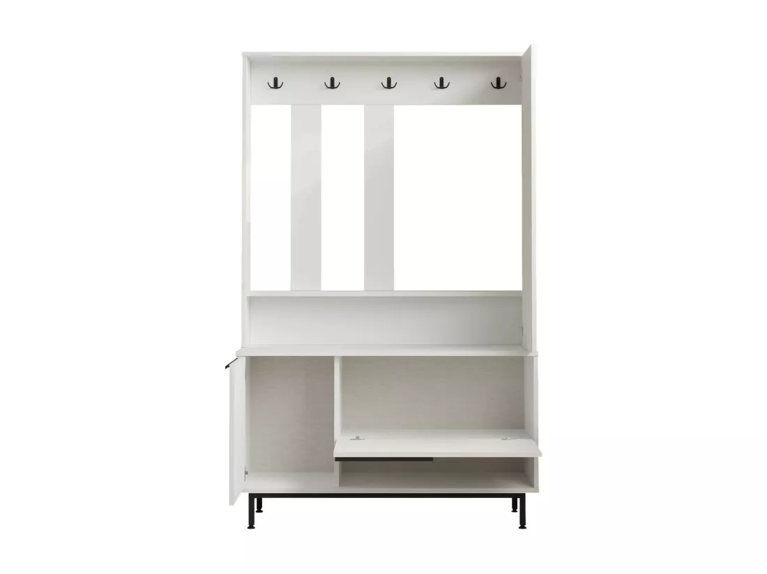 Armoire d'entrée Rebecca Mobili Mikan 178x112x33,5 Panneau de particules Verre Blanc Gris Foncé Moderne